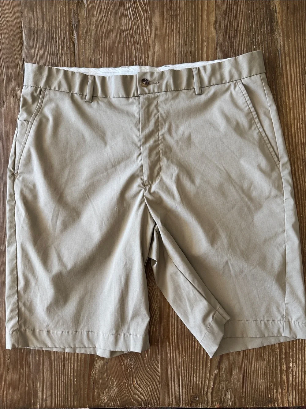 Greg Norman Collection Khaki Flat-Front Shorts